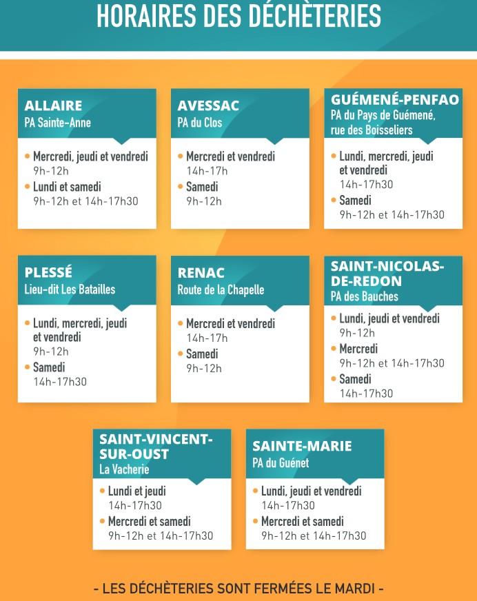 horaires decheteries 2023